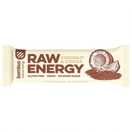 Baton energizant Raw Energy cu nuca de cocos si cacao