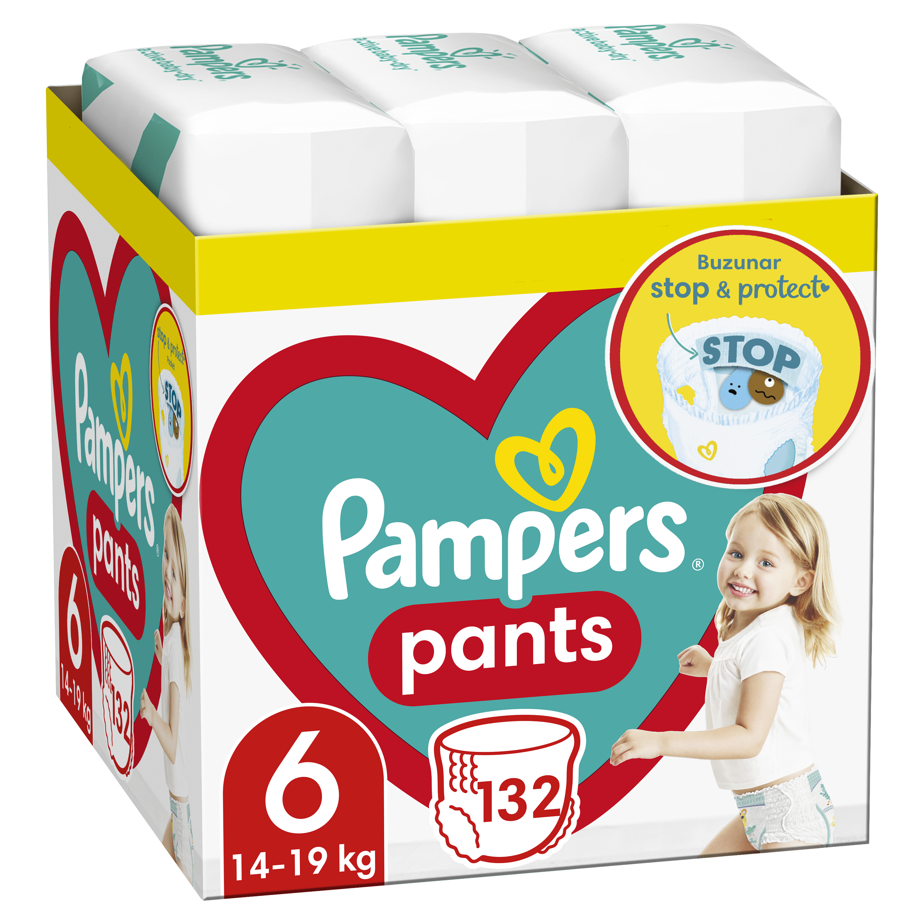 Scutece Pants Stop&Protect XXL Box, Nr.6, 14-19 kg, 132 buc, Pampers