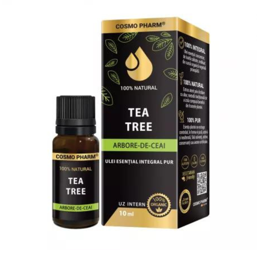 Ulei esential integral natural de tea tree, 10 ml, Cosmopharm