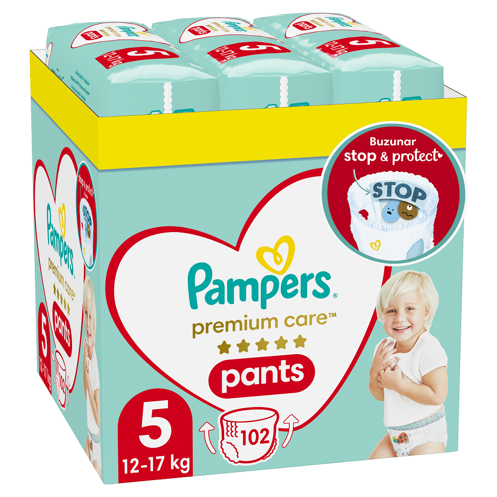 Scutece Pants Premium Care XXL Box, Nr.5, 12-17 kg, 102 buc, Pampers