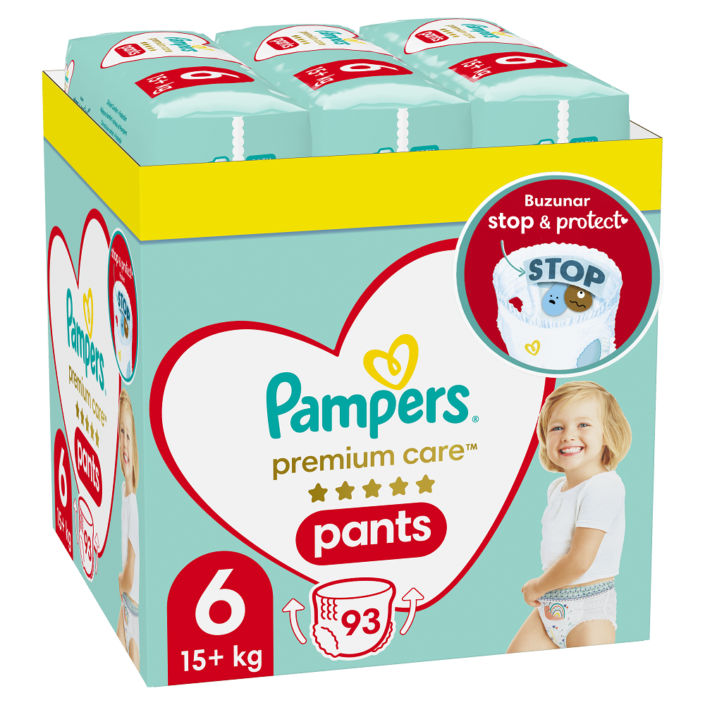 Scutece Pants Premium Care XXL Box, Nr.6, 15+ kg, 93 buc, Pampers