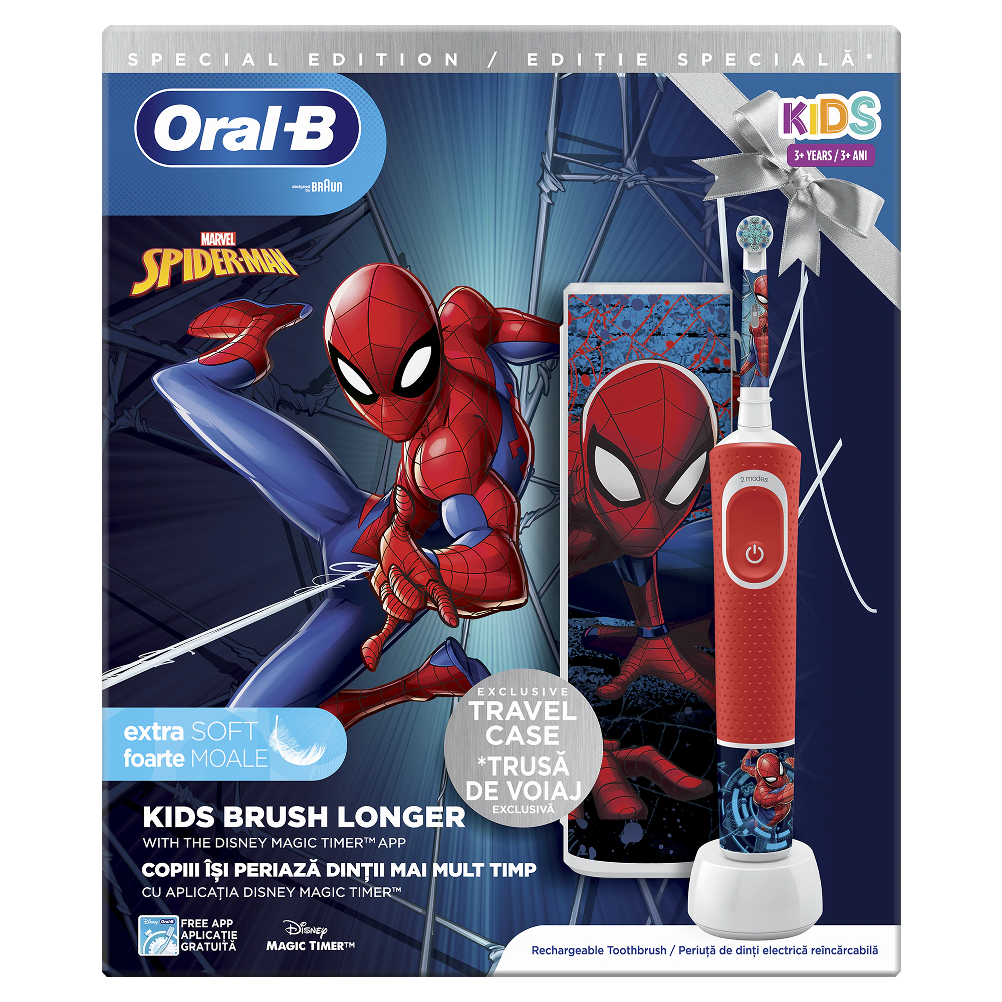 Periuta de dinti electrica pentru copii Vitality Spiderman, 3 ani+, Oral-B