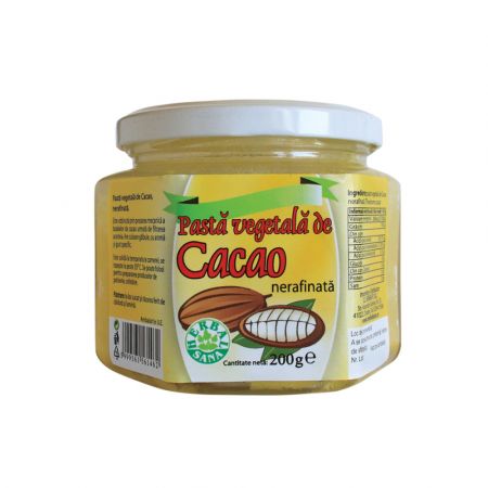 Pasta vegetala de cacao nerafinata, 200 g, Herbal Sana