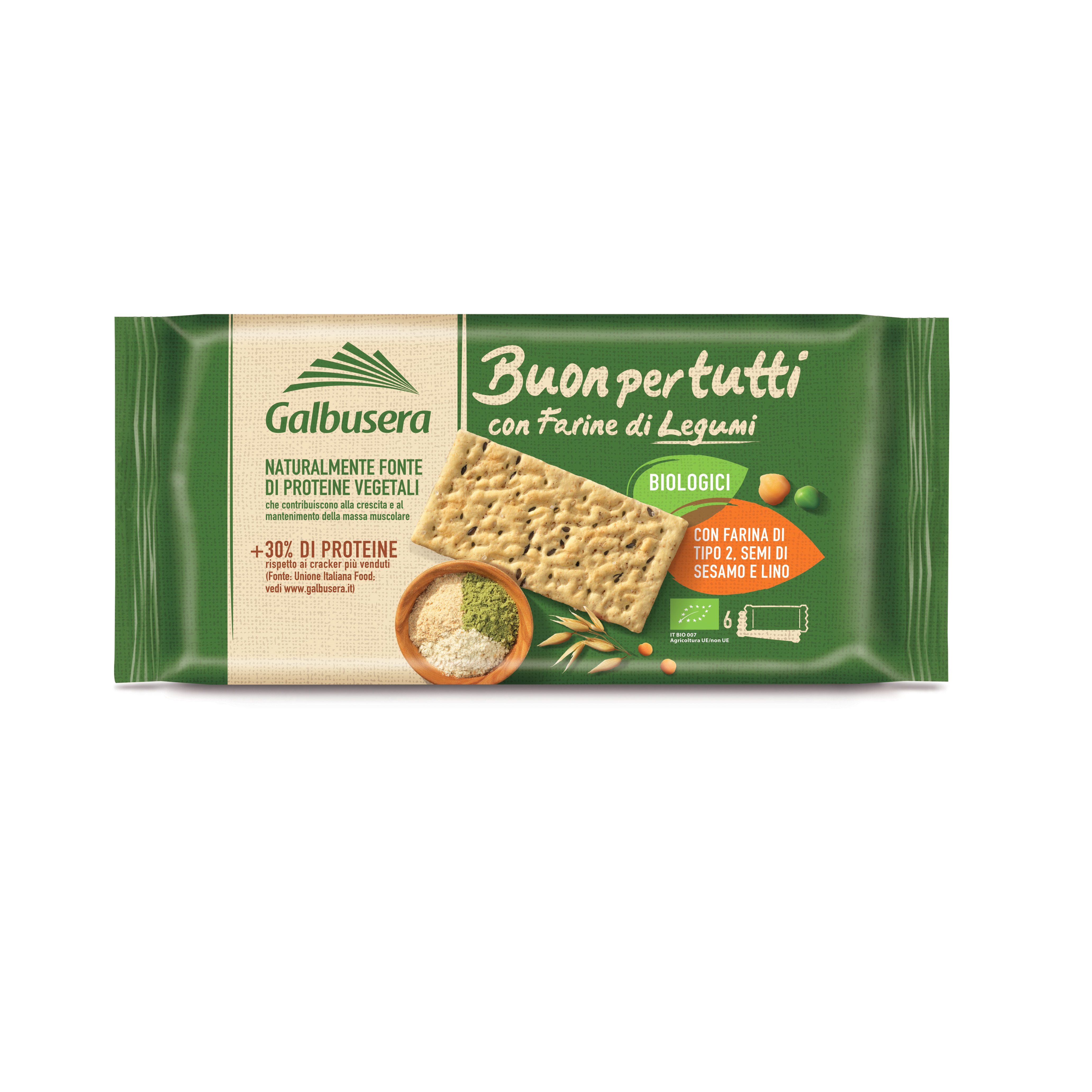 Crackers cu faina de legume Bio Buonpertutti, 240 g, Galbusera