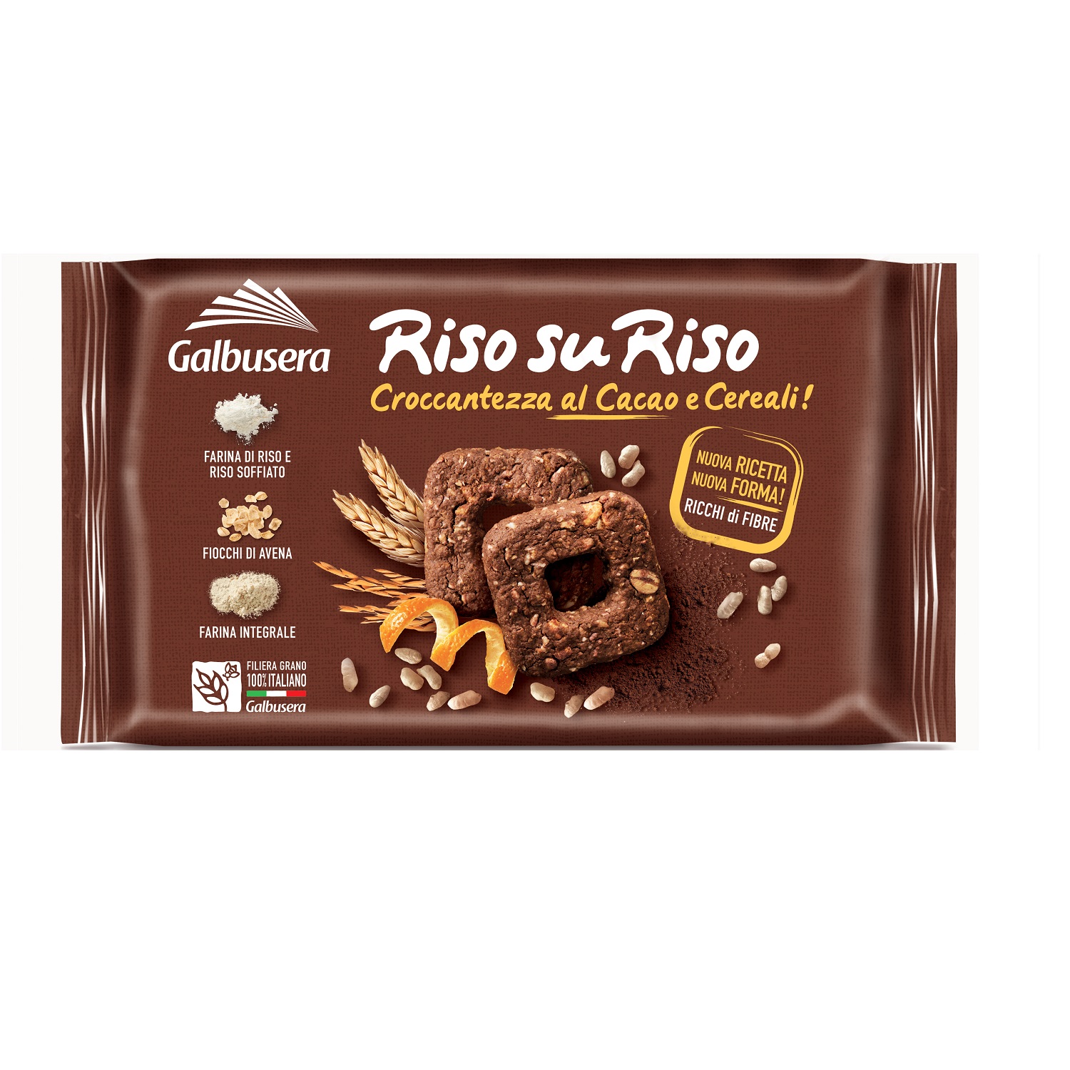 Biscuiti cu cacao si cereale Riso su Riso, 220 g, Galbusera