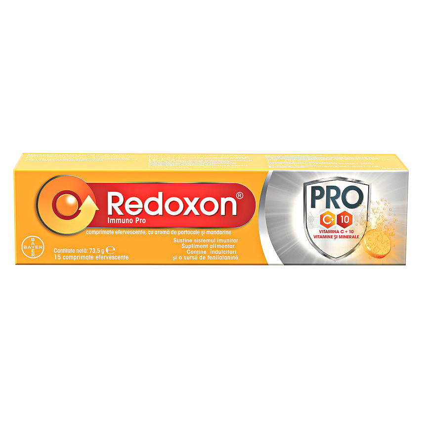 Redoxon Immuno Pro - Vitamina C si Zinc pentru Imunitate, 15 comprimate efervescente
