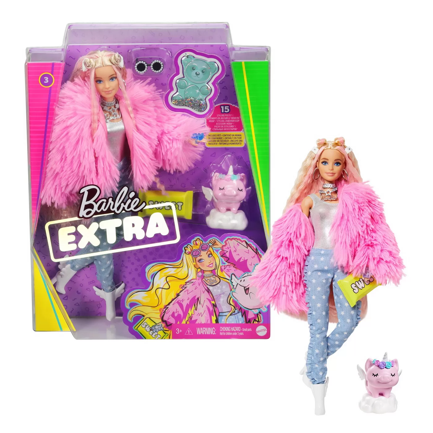 Papusa Barbie Extra, Fluffy Pinky, Barbie