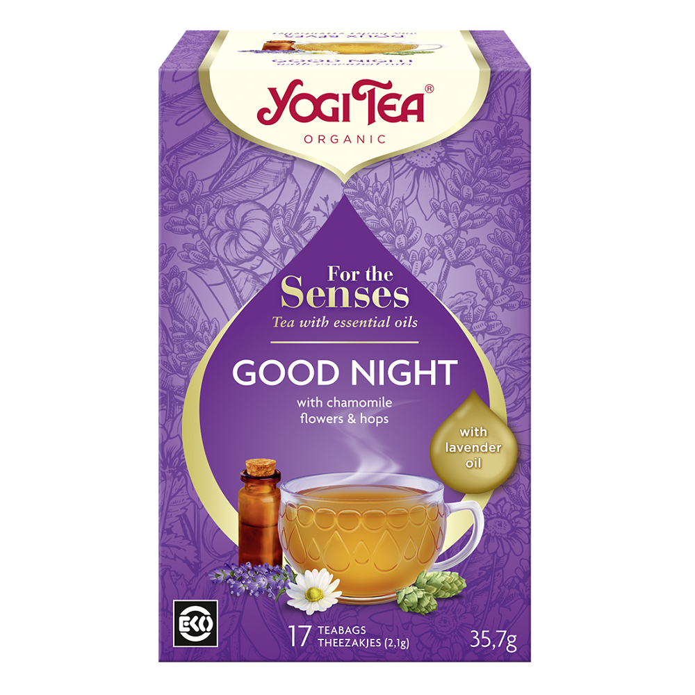 Ceai Bio cu uleiuri esentiale Good Night For the Senses, 17 plicuri, Yogi Tea