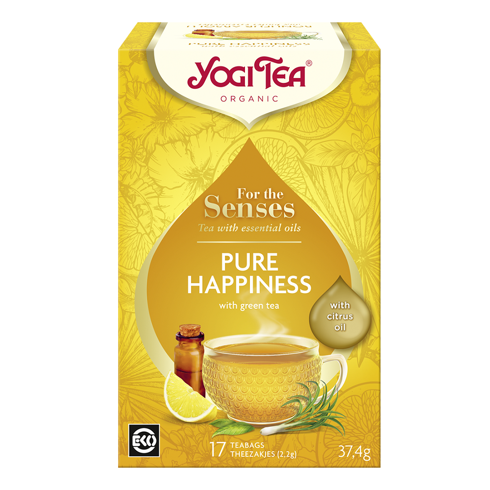 Ceai Bio cu uleiuri esentiale Pure Happiness For the Senses, 17 plicuri, Yogi Tea