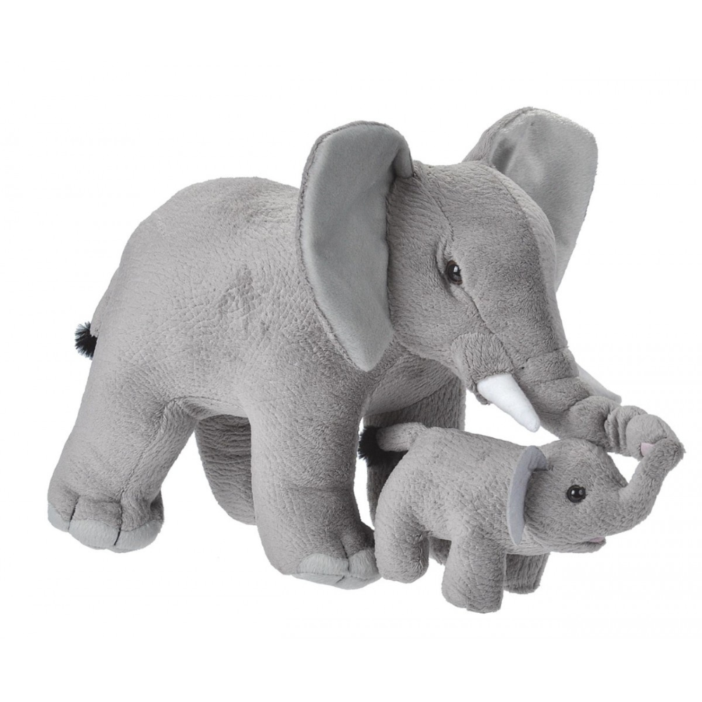 Jucarie de plus Mama si puiul de Elefant, 25 cm, Wild Republic