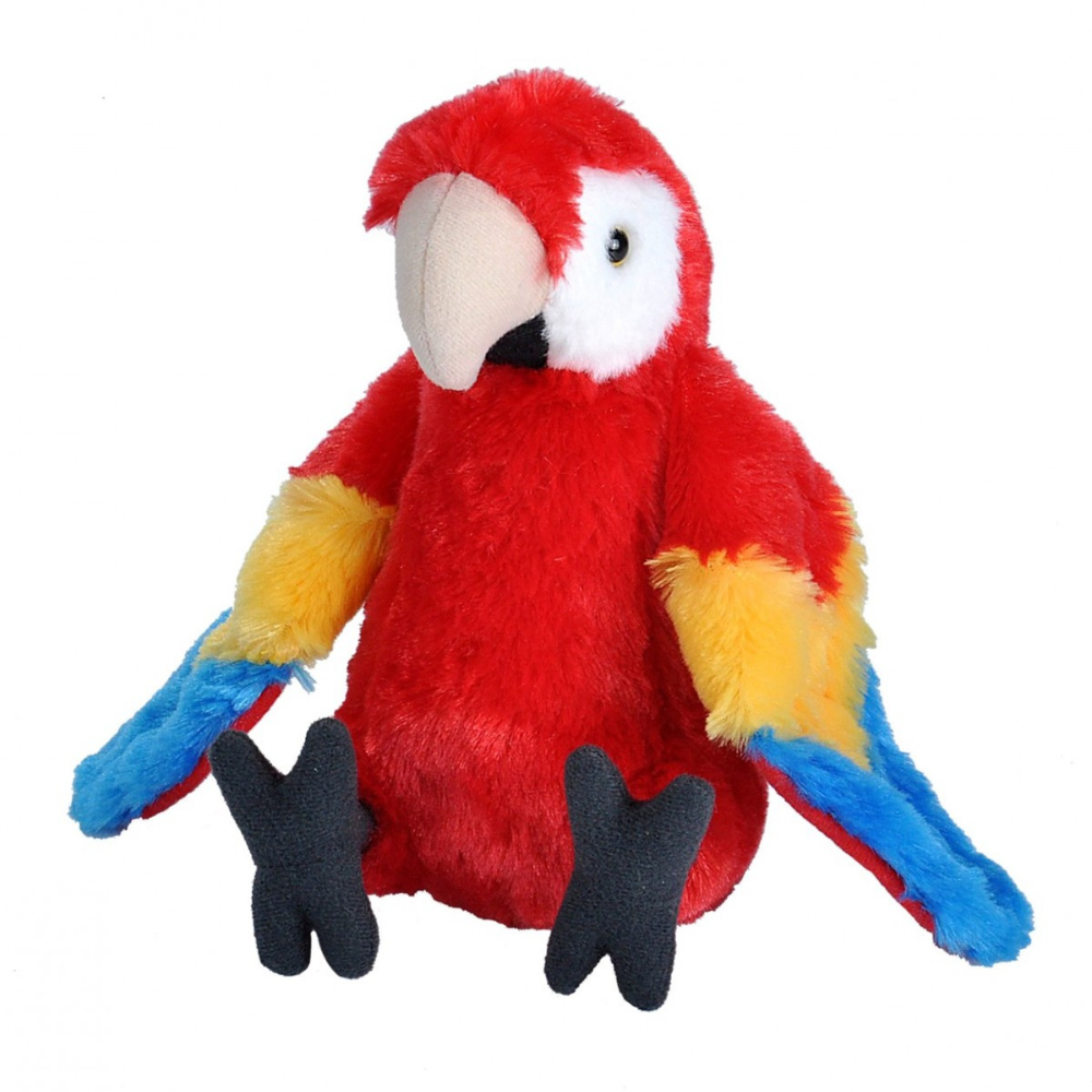 Jucarie de plus Papagal Macaw Stacojiu, 20 cm, Wild Republic