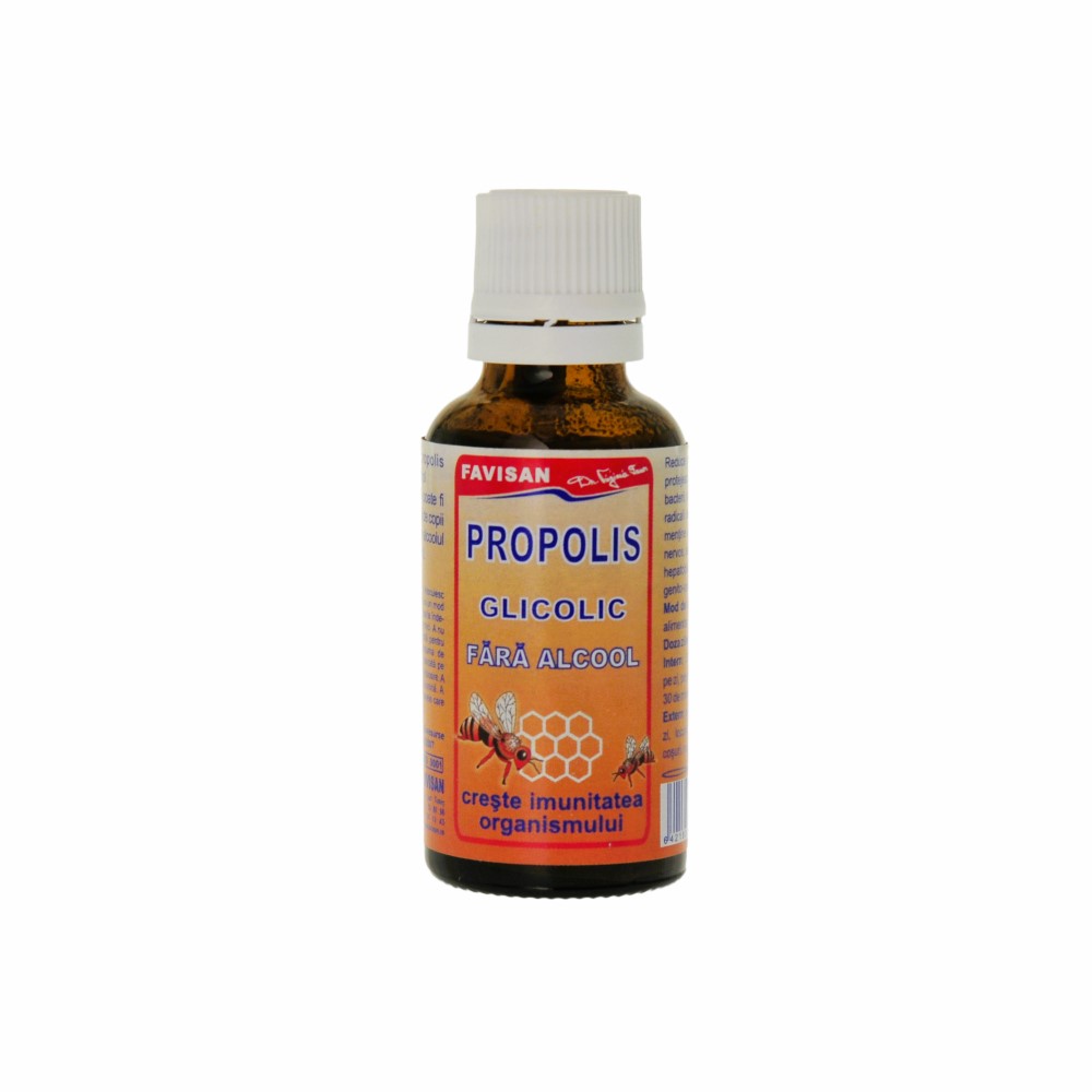 Propolis glicolic fara alcool, 30 ml, Favisan
