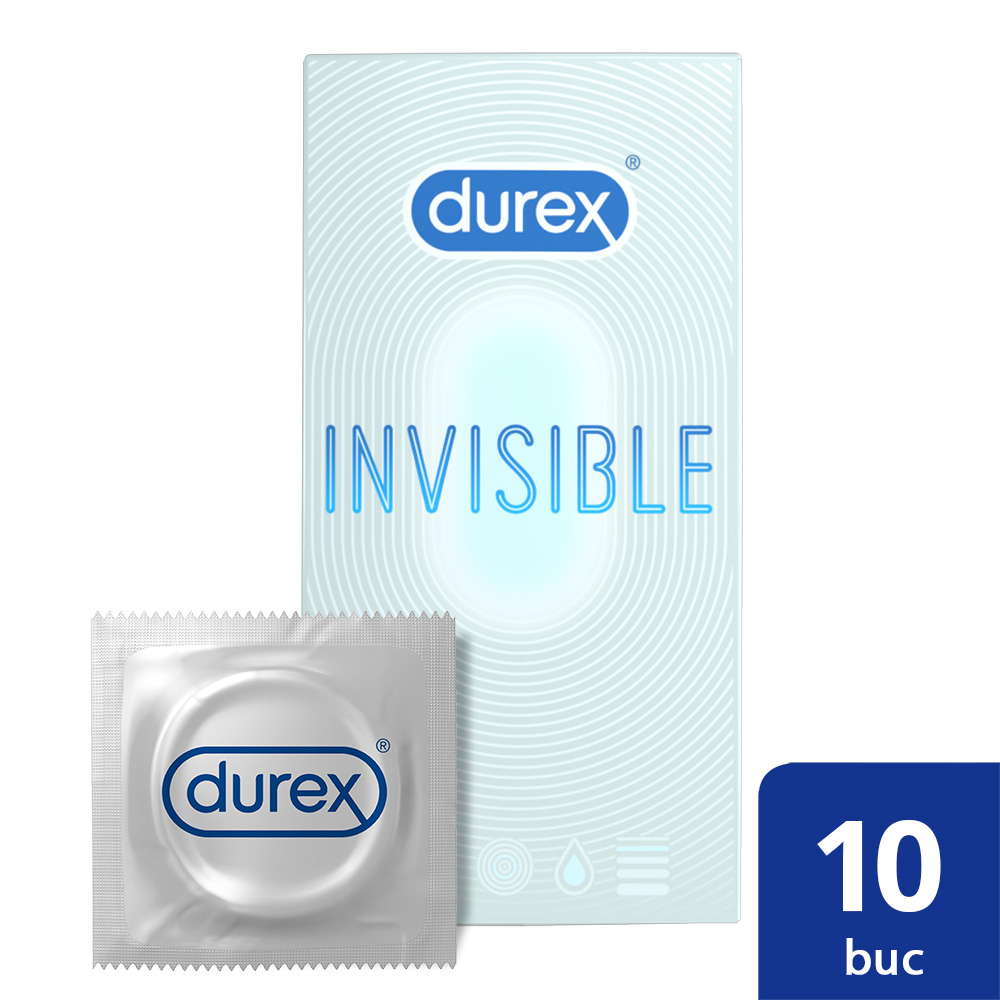 Prezervative Invisible, 10 bucati, Durex