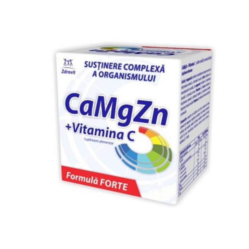 CaMgZn + Vitamina C, 60 plicuri, Zdrovit