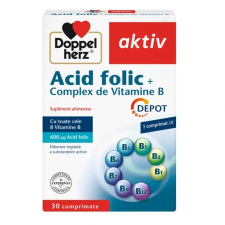 Acid Folic + Complex de Vitamine B Aktiv, 30 comprimate, Doppelherz