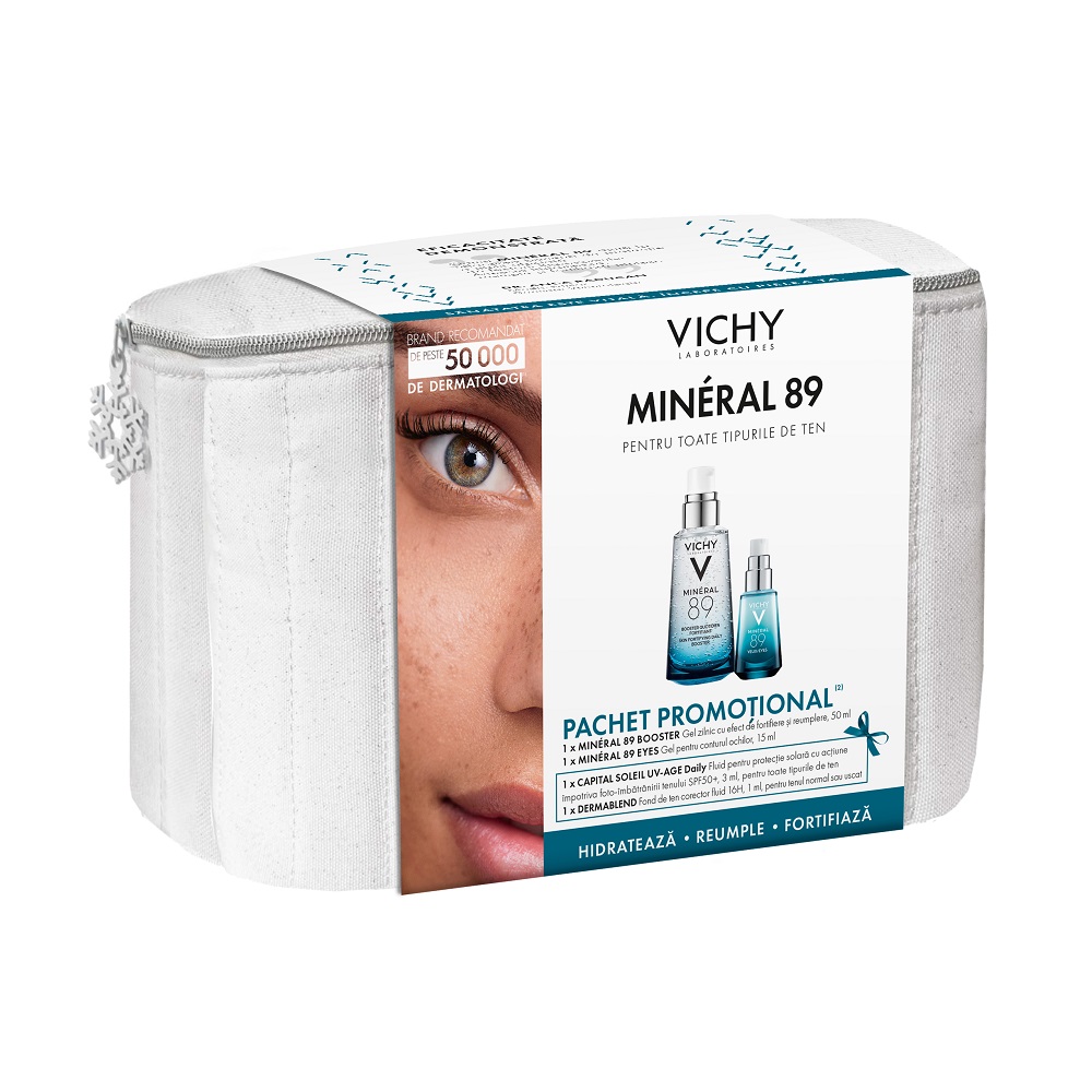 Pachet Gel-Booster zilnic + Gel pentru conturul ochilor Mineral 89, 50/15 ml, Vichy