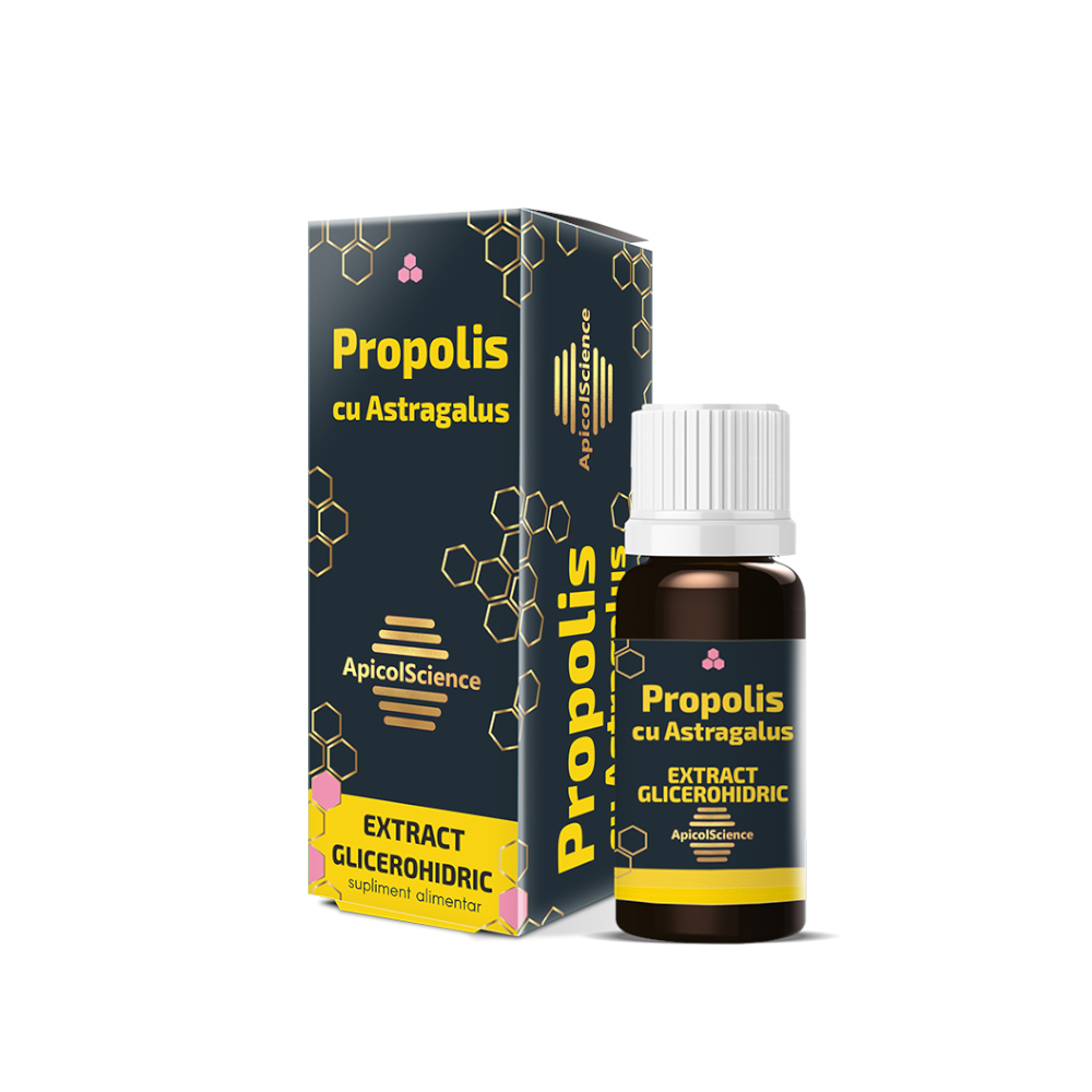 Propolis cu Astragalusi extract Glicerohidric, 30 ml, ApicolScience
