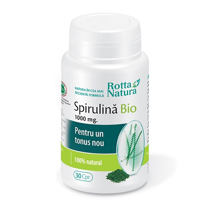 Spirulina Bio, 1000 mg, 30 capsule, Rotta Natura
