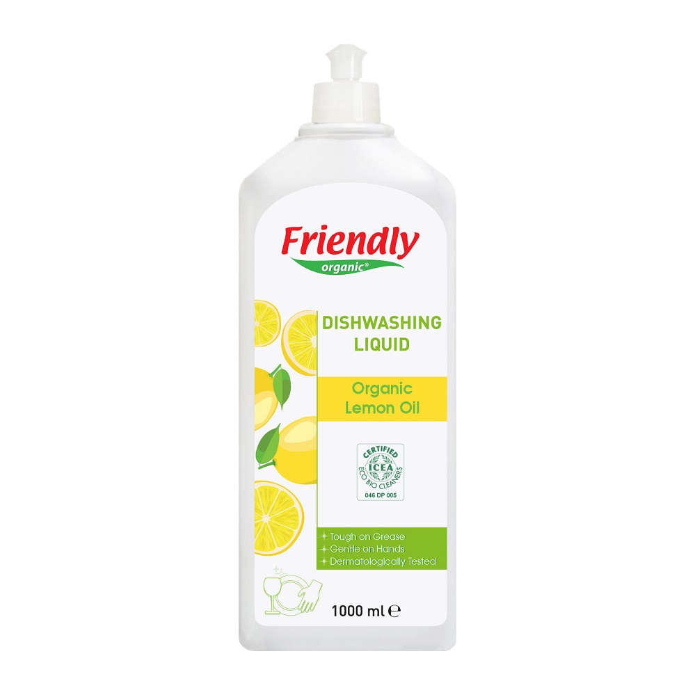 Detergent de vase cu aroma de  lamaie, 1 litru, Friendly Organic