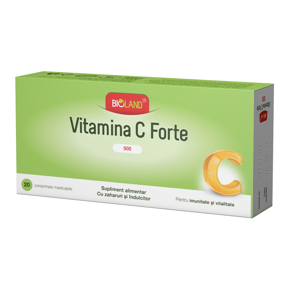 Vitamina C Forte 500 mg Bioland, 20 comprimate, Biofarm