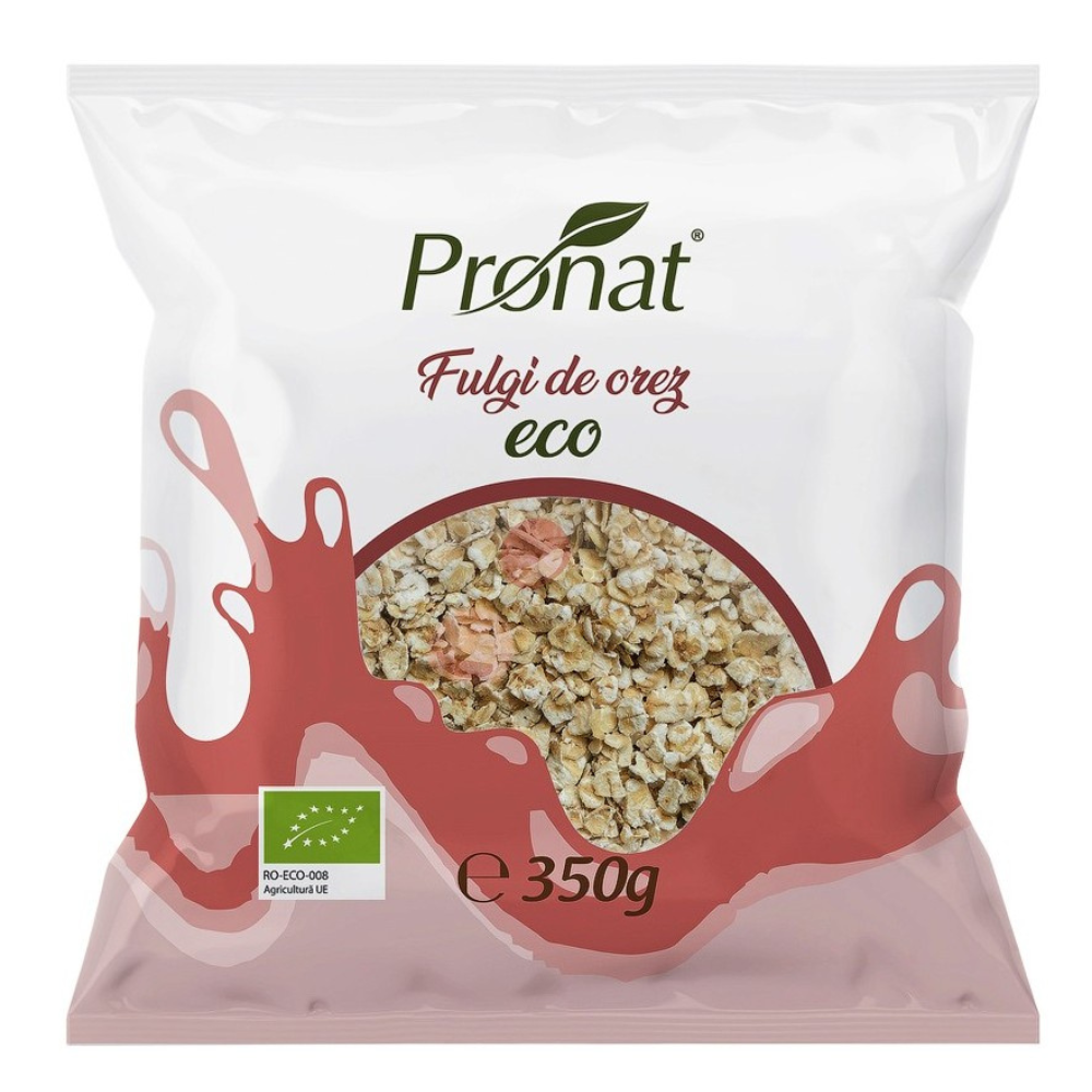 Fulgi de orez Bio, 350 g, Pronat