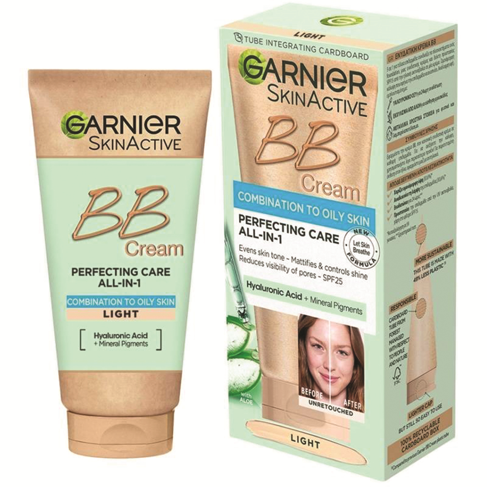 Crema BB Garnier cu SPF25 pentru ten gras Skin Active, Light, 50 ml, Loreal
