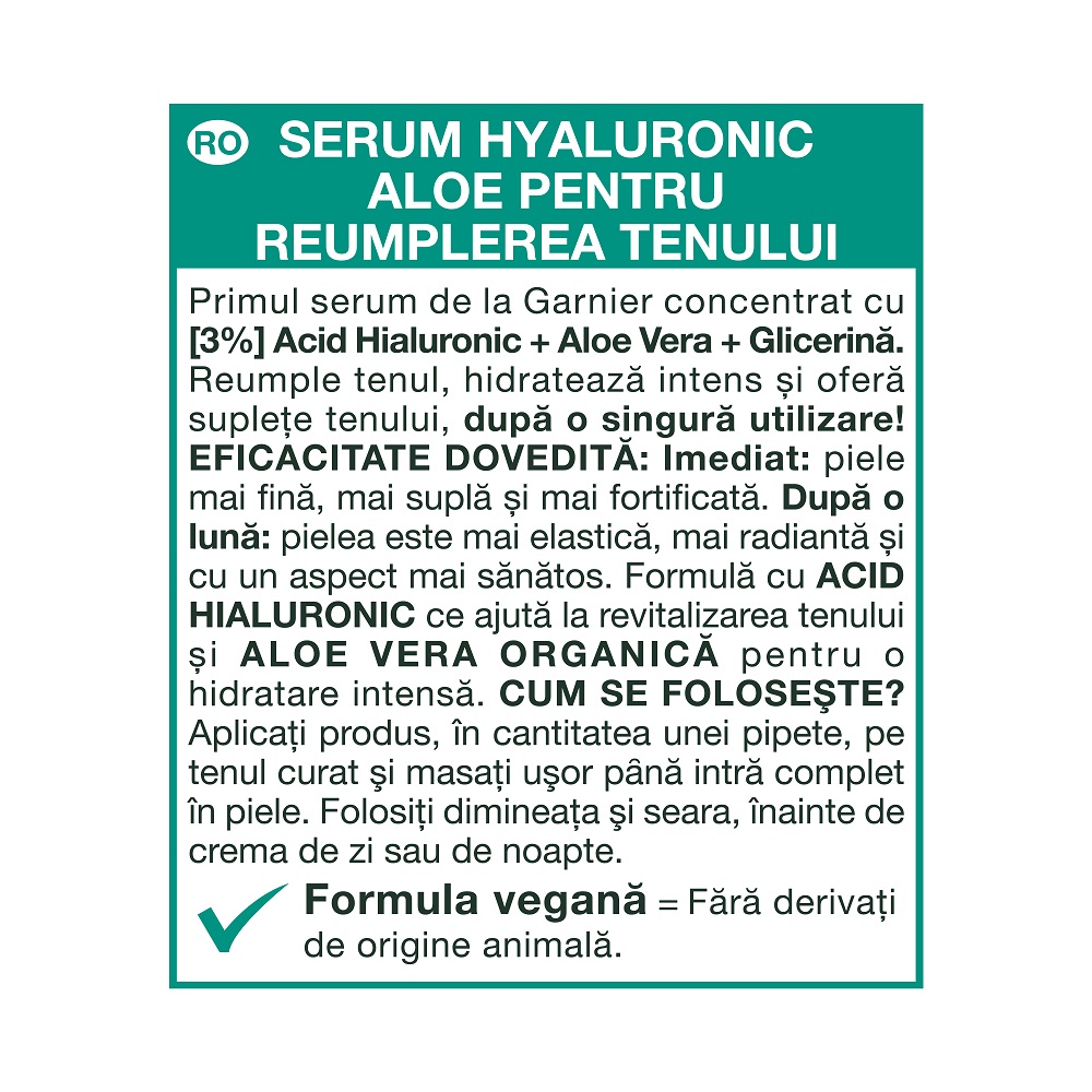 Garnier ser cu acid hialuronic Hyaluronic Aloe, 30 ml, Loreal 538908