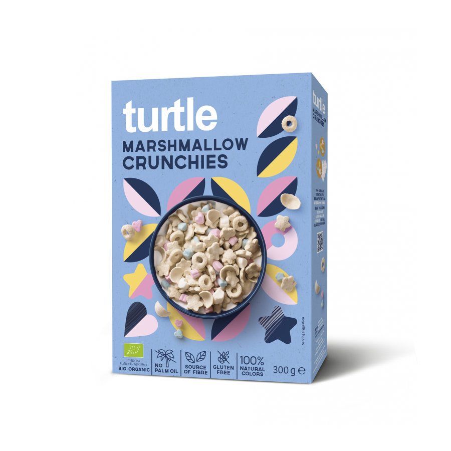 Cereale Bio crocante din ovaz si orez Marshmallow, 300 gr, Turtle