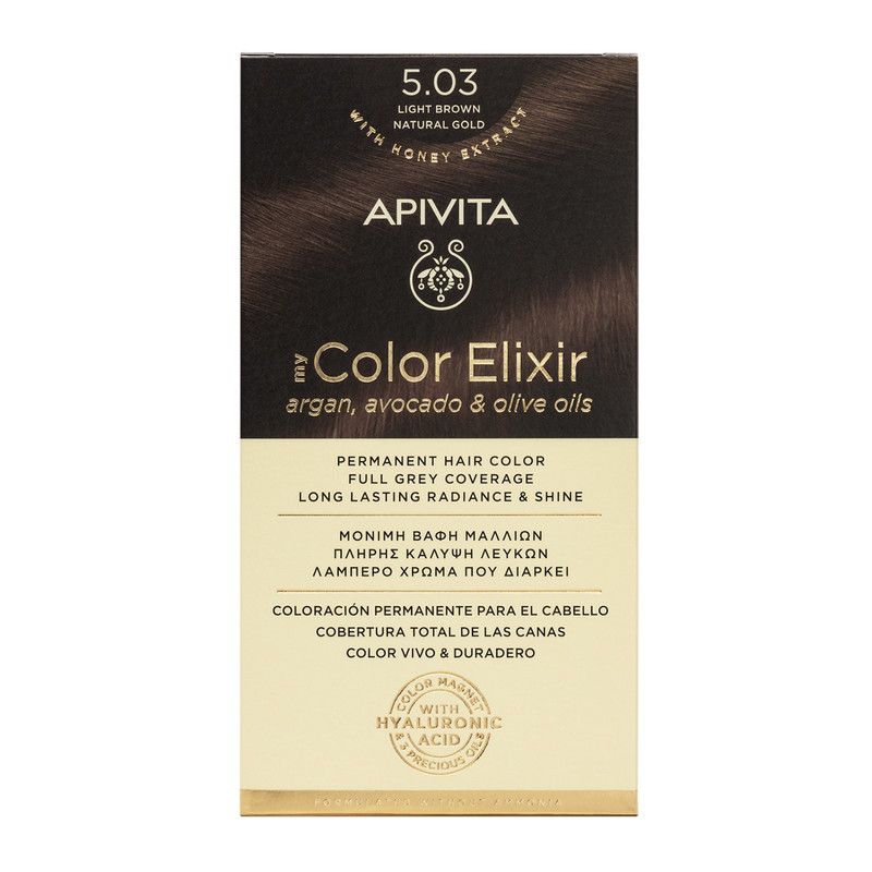 Vopsea pentru par My Color Elixir, nuanta 5.03, Apivita