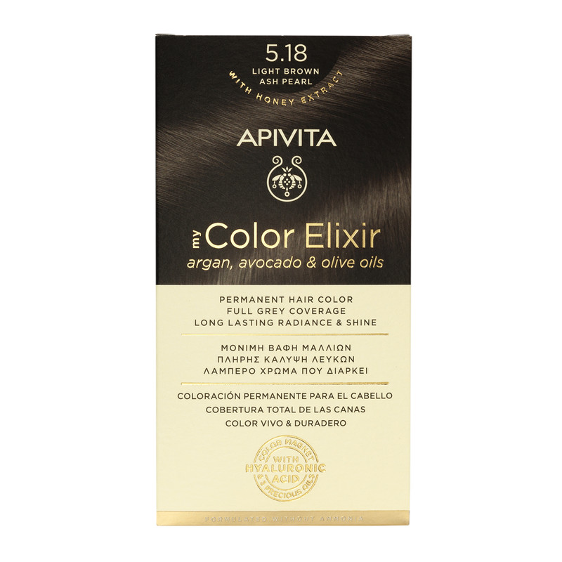 Vopsea pentru par My Color Elixir, nuanta 5.18, Apivita