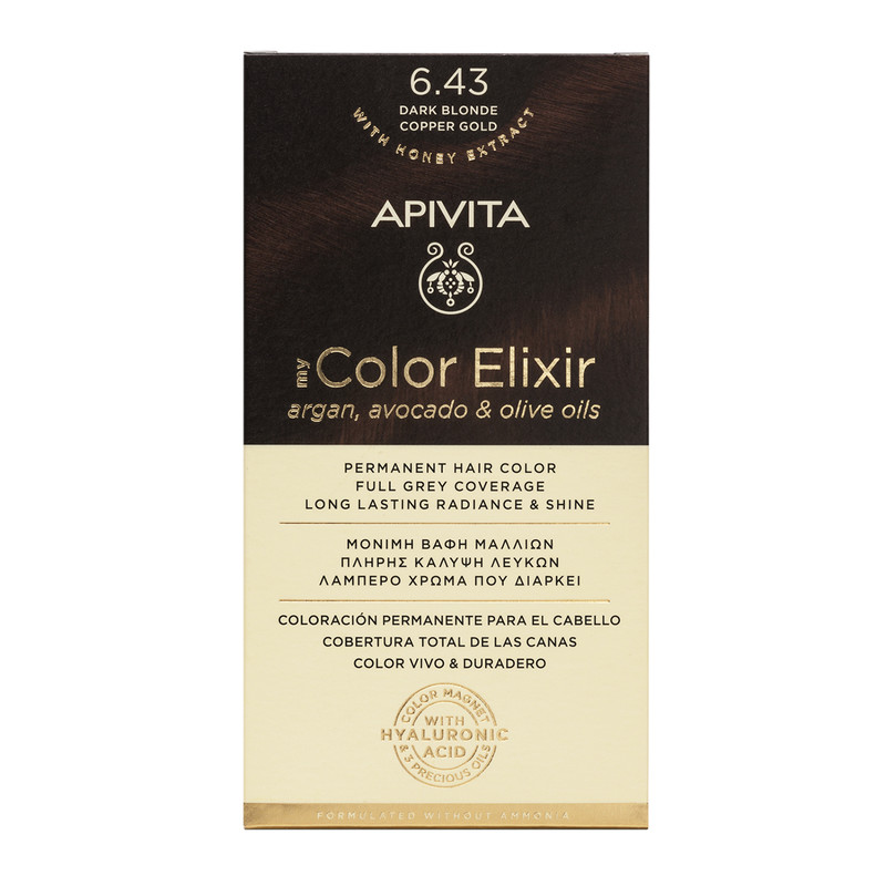Vopsea pentru par My Color Elixir, nuanta 6.43, Apivita