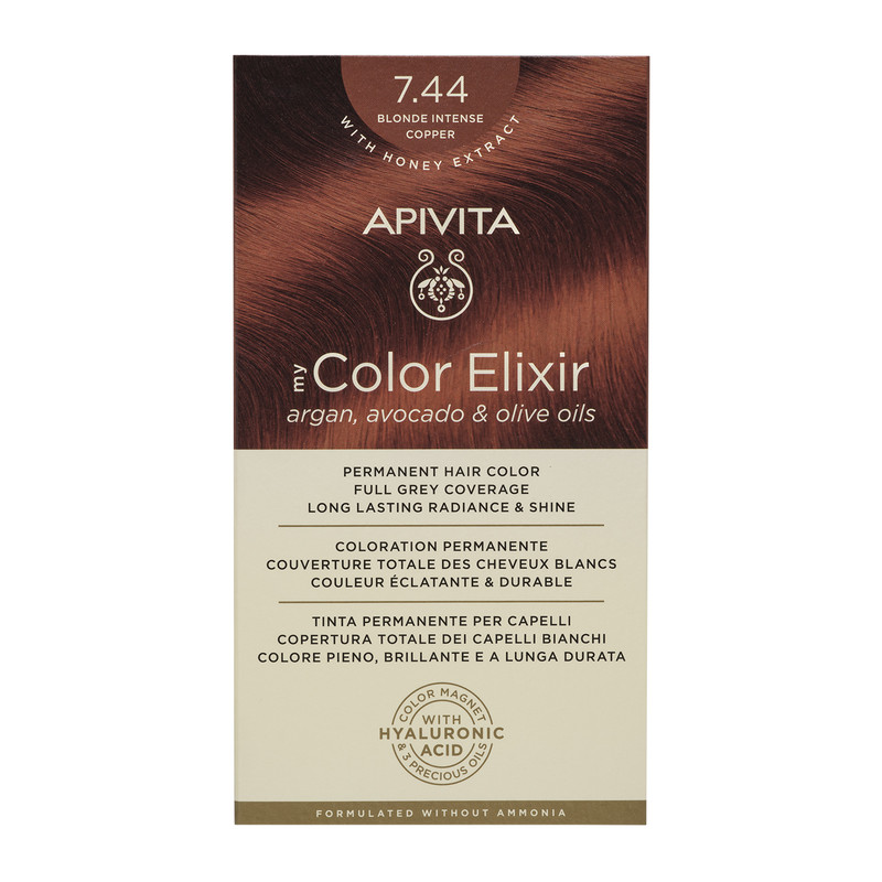 Vopsea pentru par My Color Elixir, nuanta 7.44, Apivita