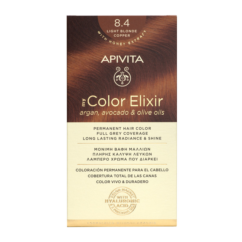 Vopsea pentru par My Color Elixir, nuanta 8.4, Apivita