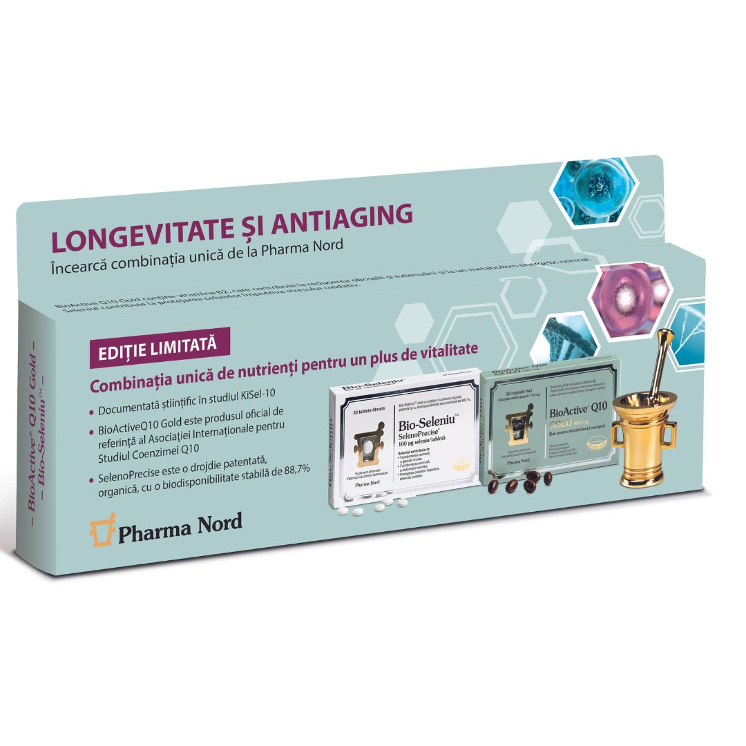 Kit Longevitate si Antiaging Bioactive Q10 Gold + Bio Seleniu, 30 + 30 comprimate