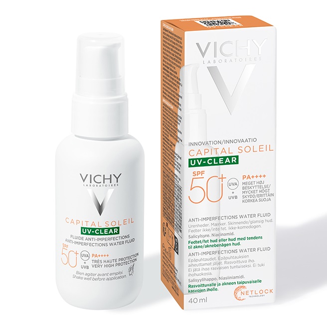 Fluid de protectie solara UV Clear, pentru ten gras cu tendinta acneica SPF 50 + Capital Soleil, 40 ml, Vichy
