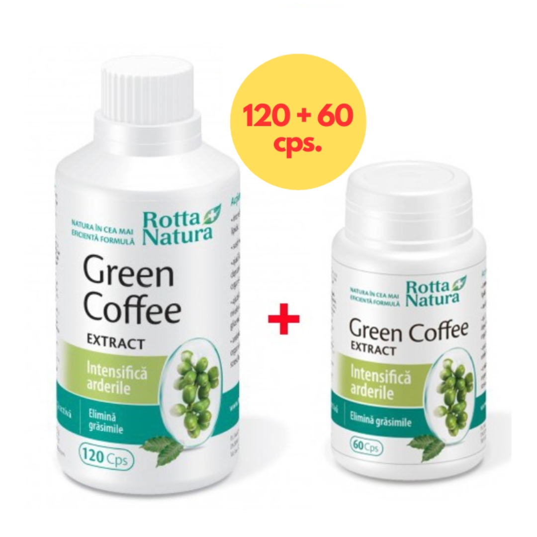 Pachet Green Coffee Extract, 120 + 60 capsule, Rotta Natura