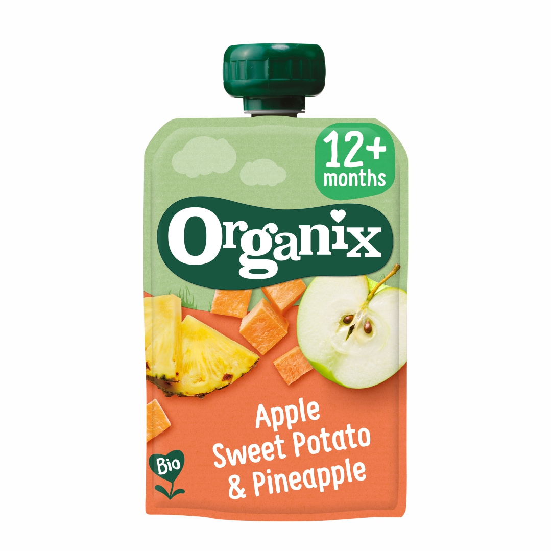Piure Bio din mere, cartof dulce si ananas, +12 luni, 100 g, Organix