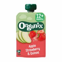 Piure Bio din mere, capsuni si quinoa, +12 luni, 100 g, Organix