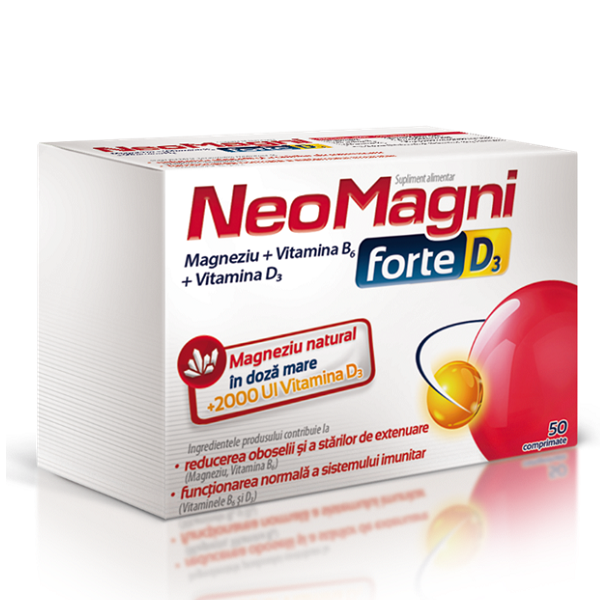 NeoMagni forte D3, magneziu natural 2000UI D3, 50 comprimate, Aflofarm