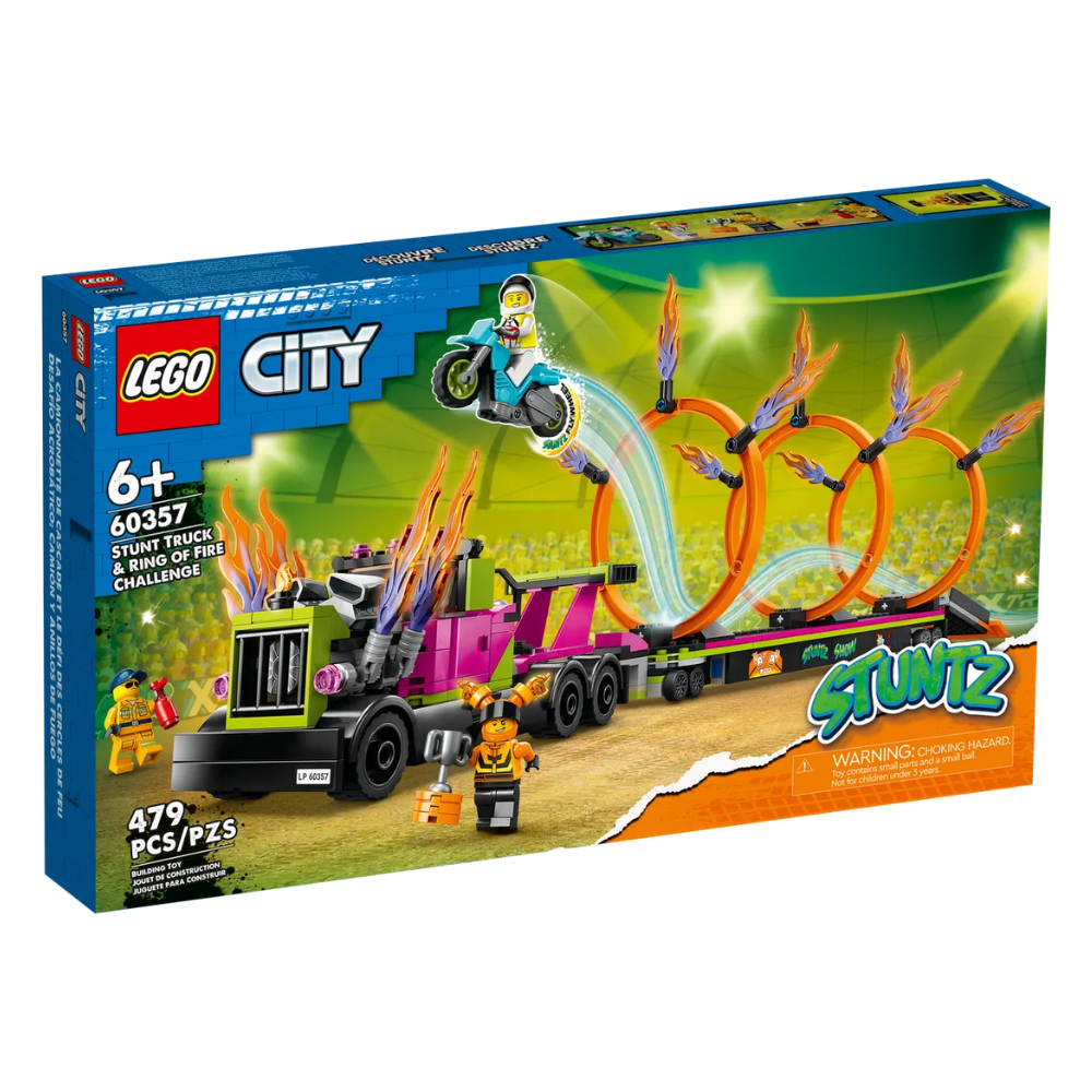 Camion de cascadorie si provocarea cercurilor de foc Lego City, 6 ani+, 60357, Lego