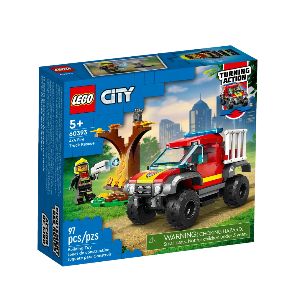 Salvare cu masina de pompieri 4x4 Lego City, 5 ani+, 60393, Lego