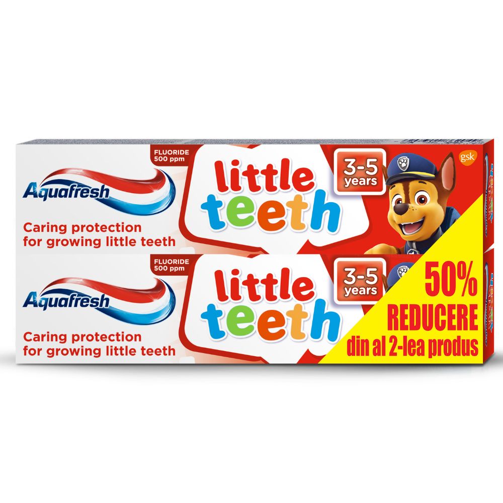 Pasta de dinti Little Teth, 50+50 ml (50% reducere la al doilea produs), Aquafresh