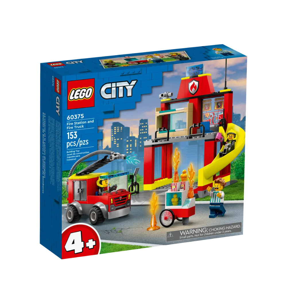 Remiza si masina de pompieri Lego City, 4 ani+, 60375, Lego
