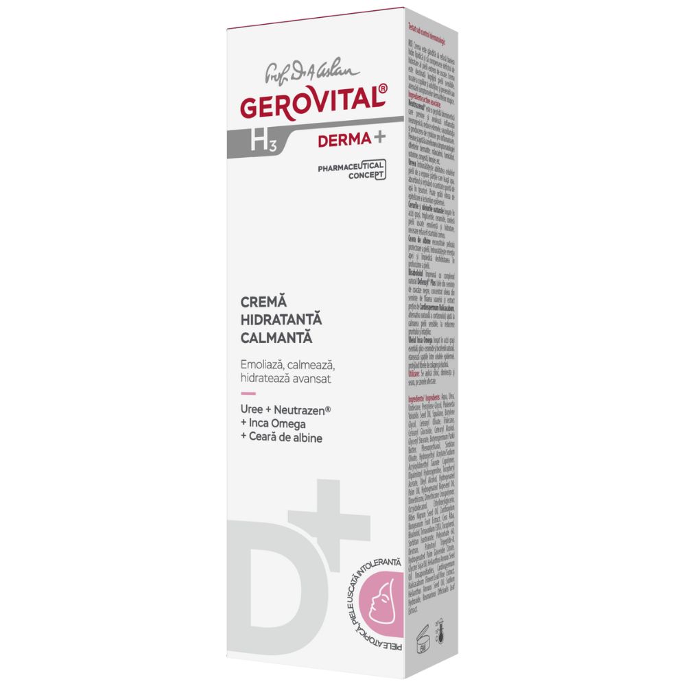 Crema hidratanta calmanta Gerovital H3 Derma+, 50 ml, Farmec 542822