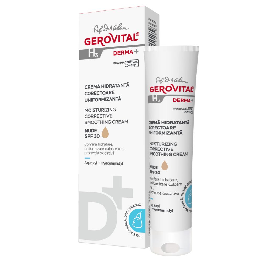 Crema hidratanta corectoare uniformizanta Gerovital H3 Derma+, 30 ml, Gerovital 542852