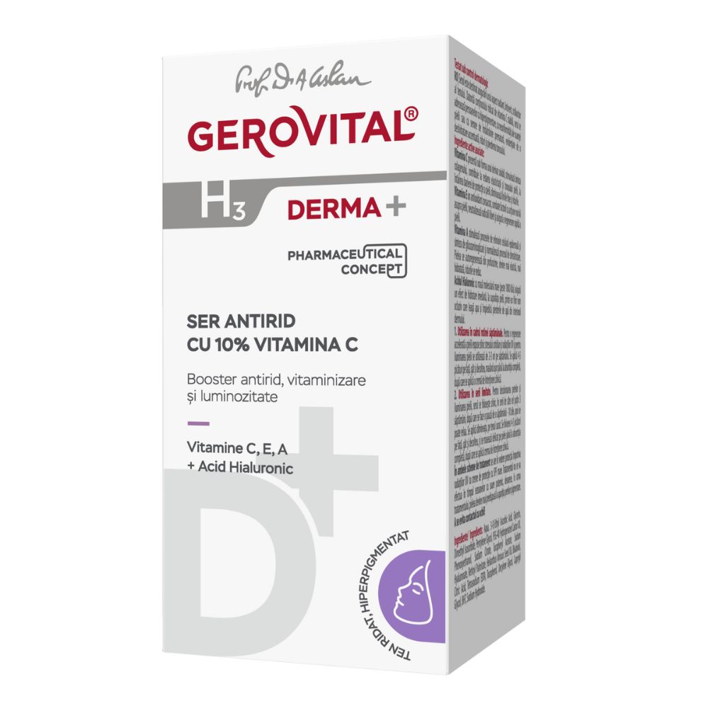 Ser antirid cu 10% Vitamina C Gerovital H3 Derma+, 15 ml, Farmec 542935