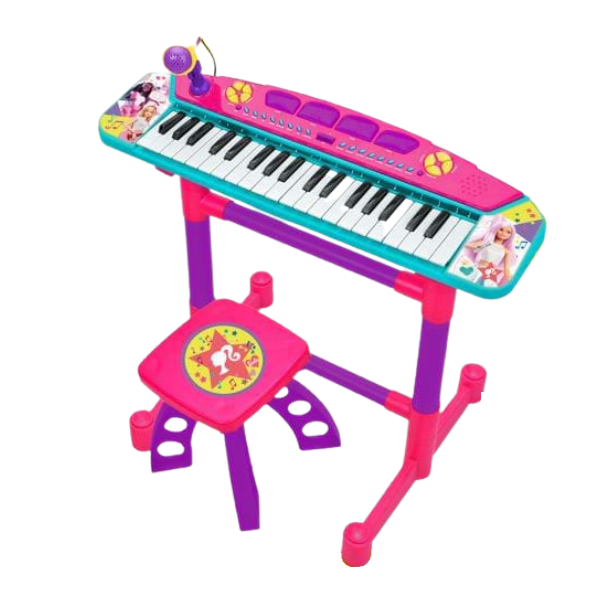Keyboard cu microfon si scaunel Barbie, Reig