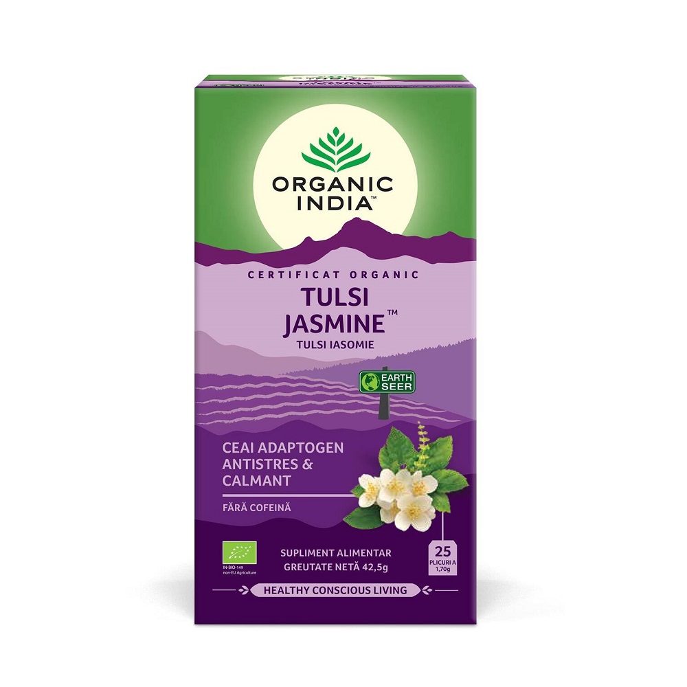 Ceai Bio cu iasomie Tulsi Jasmine, 25 plicuri, Organic India