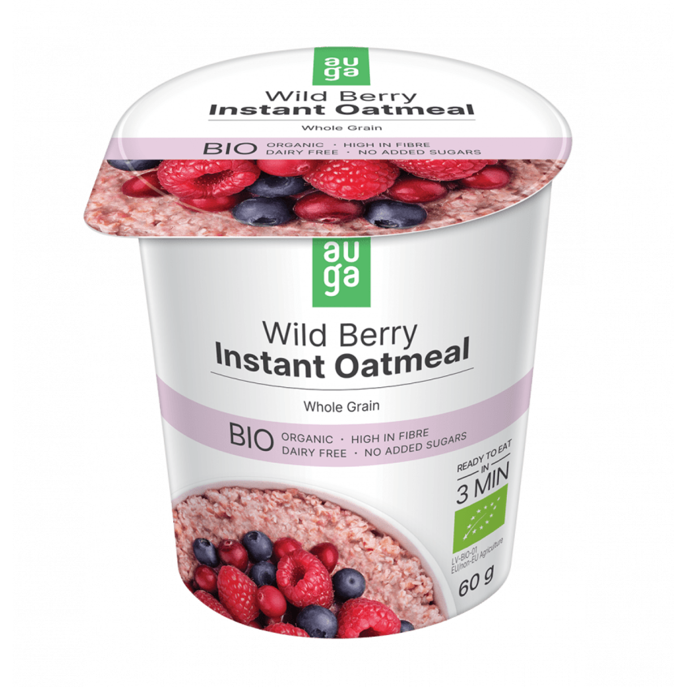 Porridge Bio din ovaz integral cu fructe de padure, 60 g, Auga
