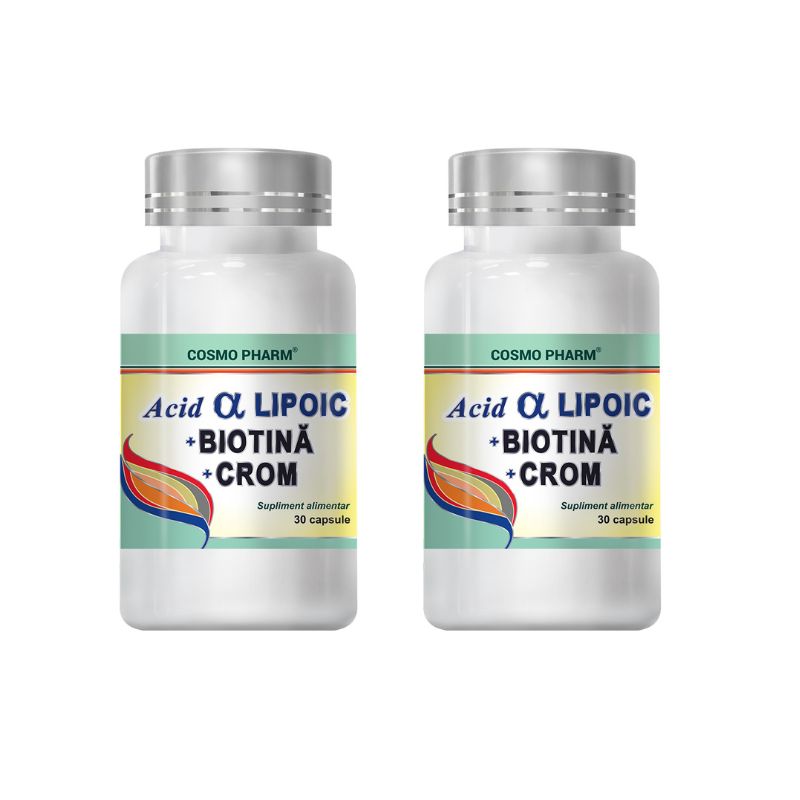 Pachet Acid Alfa Lipoic + Biotina + Crom, 30 + 30 capsule, Cosmopharm